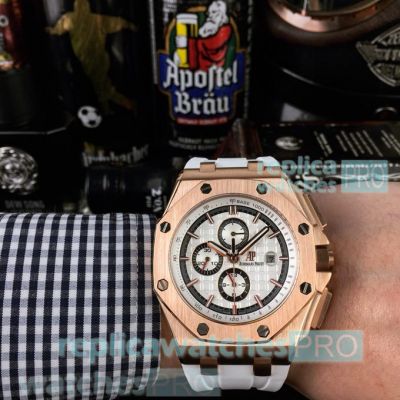 Copy Audemars Piguet Royal Oak Offshore White Dial With Rubber Strap Watch Automatic